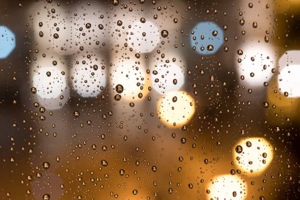 Krople Deszczu Oknie Bokeh Streszczenie Tło — Zdjęcie stockowe