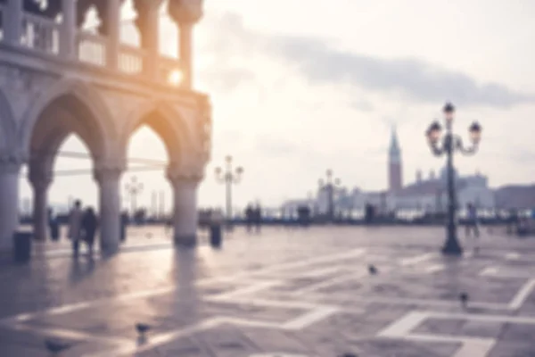 Escénica Borrosa Famosa Plaza San Marco Amanecer Venecia Italia Borroso —  Fotos de Stock