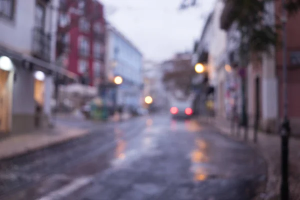 Vieille Ville Européenne Nuit Rue Déconcentré Image Abstraite Floue — Photo