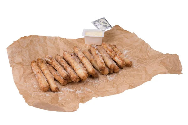 Brotsticks Mit Käse Isoliert Auf Weißem Hintergrund — Stockfoto