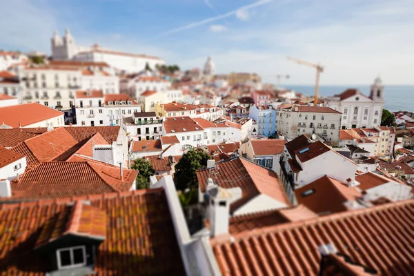 Vista Superior Los Edificios Del Centro Lisboa Techo Rojo Efecto — Foto de Stock