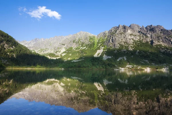 Lato Sielankowy Krajobraz Czystym Jeziorem Górskich Alpach — Zdjęcie stockowe