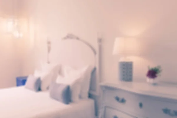 Defokus Hintergrund Der Weißen Eleganten Schlafzimmer Interieur — Stockfoto