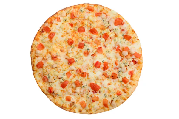 Pizza Isoliert Auf Weißem Hintergrund Ansicht Von Oben — Stockfoto