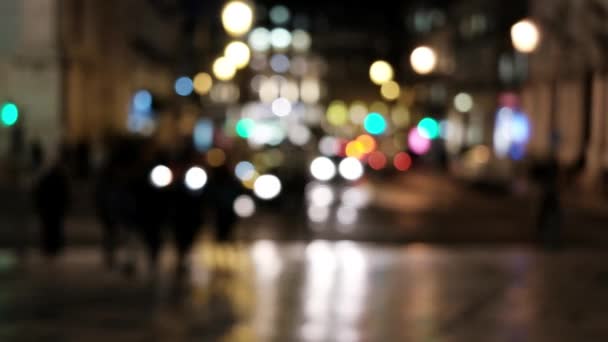 Gece Şehir Araba Işıkları Ile Arka Plan Bulanık Dışarı Odak — Stok video