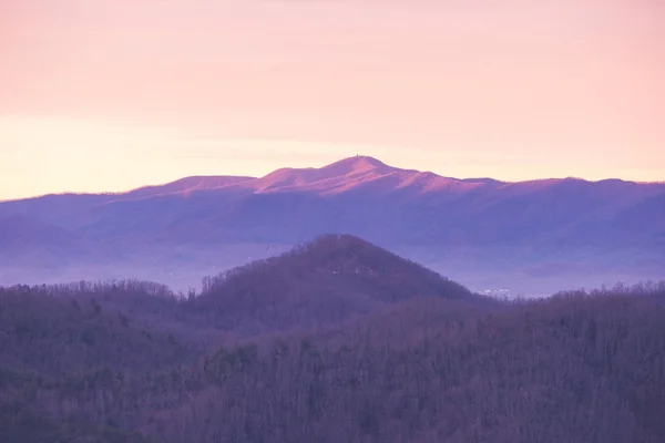 Great Smoky Mountains Nemzeti Park Festői Sunrise Táj Oconaluftee Néznek — Stock Fotó