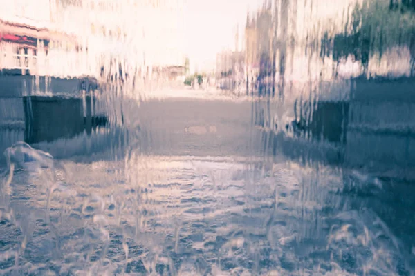 Rain Water Drops Window Glasses Surface Urban City Life Background — Stock Photo, Image