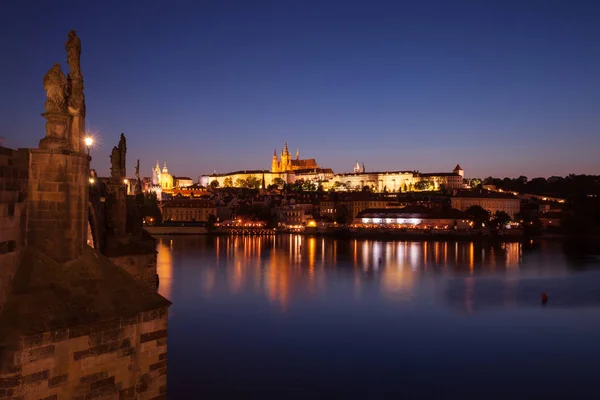 Pont Charles Prague Nuit République Tchèque — Photo