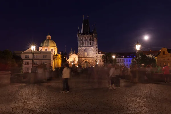 Pont Charles Prague Nuit République Tchèque — Photo