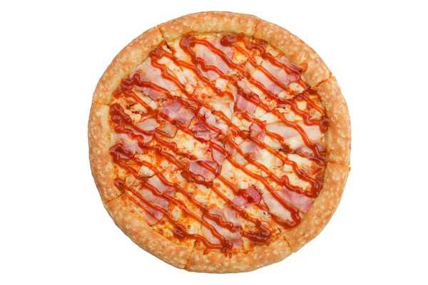 Pizza Isoliert Auf Weißem Hintergrund Ansicht Von Oben — Stockfoto