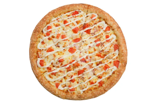 Pizza Isolerad Vit Bakgrund Ovanifrån — Stockfoto