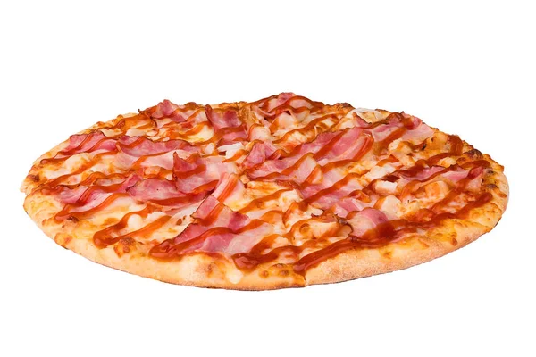 Läcker Pizza Isolerad Vit Bakgrund Med Kopia Utrymme — Stockfoto