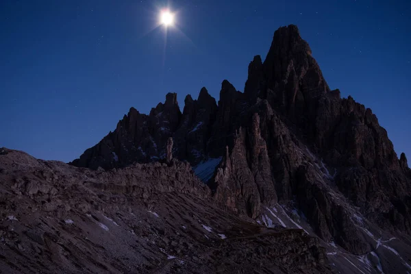 Tre Cime Lavaredo Por Noche Los Dolomitas Italia Europa —  Fotos de Stock