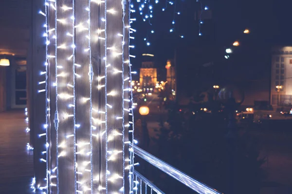 Fondo Luz Borrosa Bokeh Luces Ciudad Nocturna Borrosas Foto Retro — Foto de Stock