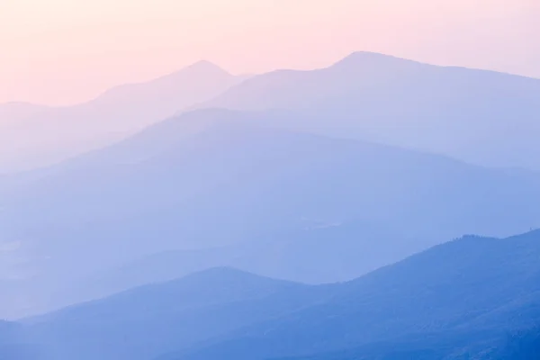 Sílhuetas Montanha Nascer Sol Camadas Montanha Paisagem Panorama — Fotografia de Stock