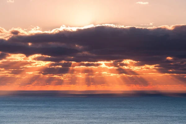 Nascer Sol Céu Nebuloso Sobre Oceano Atlântico Eua — Fotografia de Stock