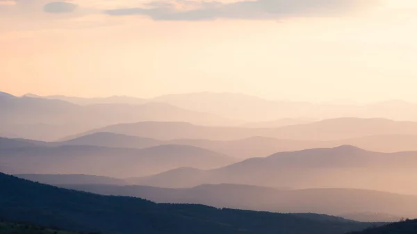 Berg Silhouetten Sunrise Lagen Landschap Bergpanorama — Stockfoto