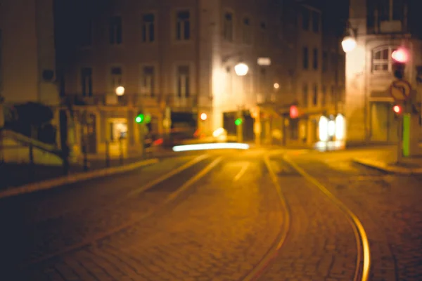 Noční Život Městě Auto Street Svítilnami Retro Styl Rozostřené Pozadí — Stock fotografie