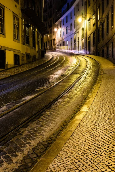 Old European City Street Night Lisboa Portugal —  Fotos de Stock