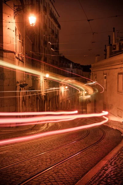 Old European City Street Notte Lisbona Portogallo — Foto Stock