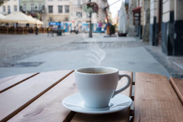 Street Cafe Europe Cup Coffee Cozy Vintage Cafe Terrace — Stock Photo, Image