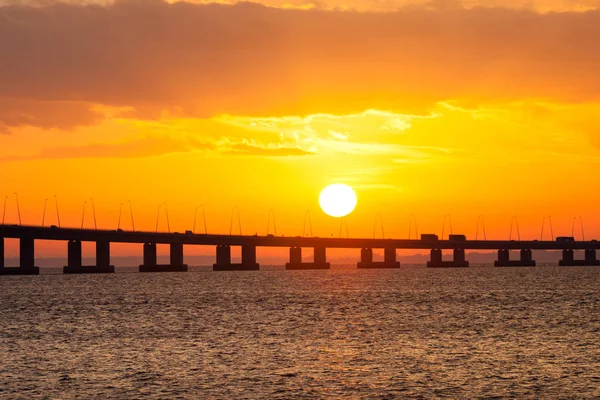 Orijinal Yedi Mil Köprüsü Günbatımı Florida Abd — Stok fotoğraf