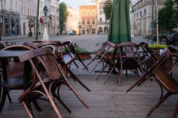 Old Fashioned Cafe Terrace Small European Street — Stock Photo, Image