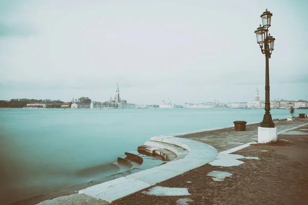 Венеція Набережній Панорамний Довгою Витримкою Фото Венеція Італія Старовинні Листівки — стокове фото