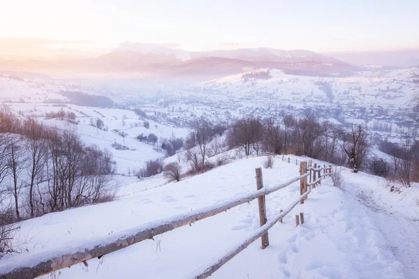 Fantastic Winter Landscape Dramatic Overcast Sky Creative Collage Beauty World — Stock Photo, Image