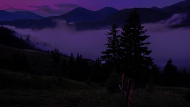 Time Lapse Vidéo Nuages Brouillard Déplaçant Vallée Montagne — Video