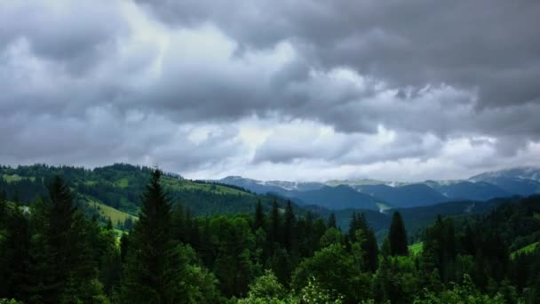 Time Lapse Video Clouds Fog Moving Mountain Valley Cloudy Rainy — Stock Video