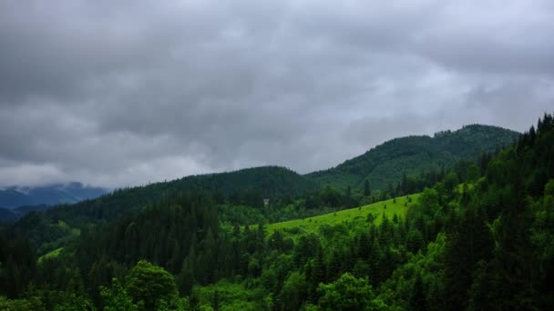 Time Lapse Video Clouds Fog Moving Mountain Valley Cloudy Rainy — Stock Video