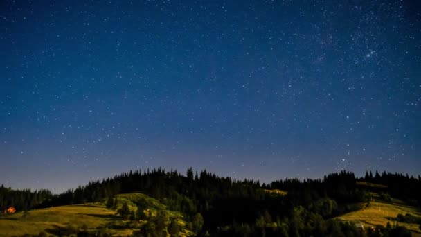 Upływ Czasu Niebo Noc Gwiazdek Wzgórza Gór Appalachy Stany Zjednoczone — Wideo stockowe