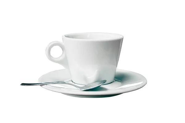 Tazza Caffè Con Cucchiaio Isolato Sfondo Bianco — Foto Stock