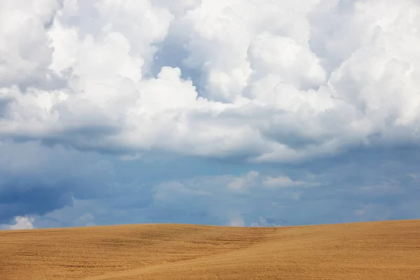 Cielo Con Nube Tempestosa Della Pioggia Sul Campo — Foto Stock