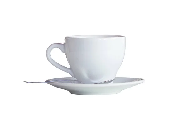 Kaffeetasse Mit Löffel Isoliert Über Weißem Hintergrund — Stockfoto