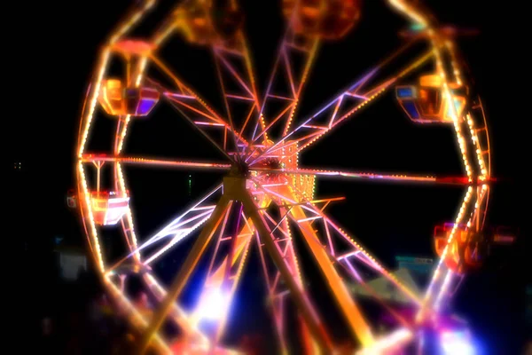 Grande Roue Dans Parc Nuit Animations Dans Parc Carnaval — Photo