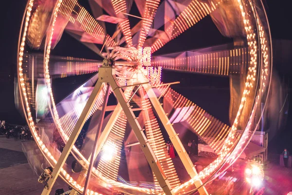 Grande Roue Dans Parc Nuit Animations Dans Parc Carnaval — Photo