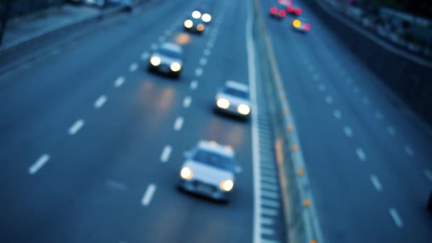 Traffic Car Lights Night City Street Video Bokeh Blurred Car — Stock Video