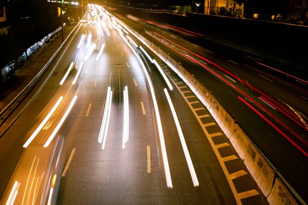 Night Car City Raffic Motion Blur Car Highway Big Modern — Stock Photo, Image