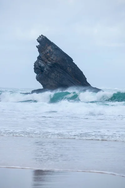 Stormy Weather Rocky Atlantic Ocean Coastline Adraga Beach Portugal — Stock Photo, Image