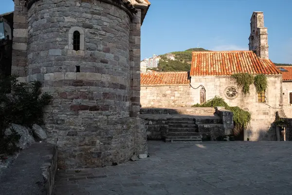 Vue Imprenable Sur Rue Dans Vieille Ville Budva Monténégro Europe — Photo