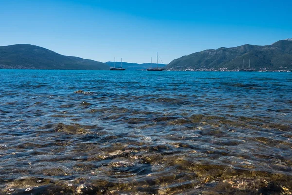 Mediterrane Strand Panorama Uitzicht Blauwe Zomer Hemel Landschap Van Adriatische — Stockfoto