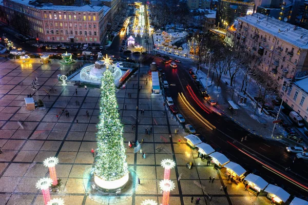 Kyiv Ukraine December 2018 Aerial View New Year Tree Saint — Stock Photo, Image