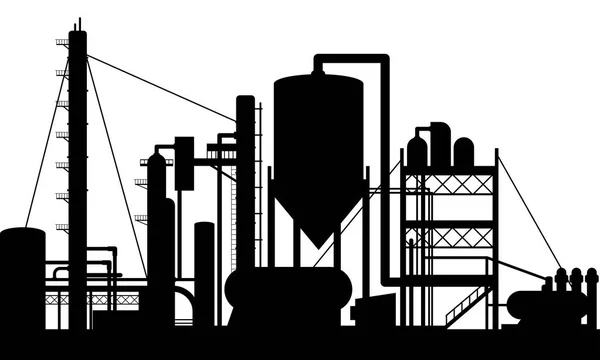 Petrol rafinerisi üretim tesisi siluet Bina Fabrika 