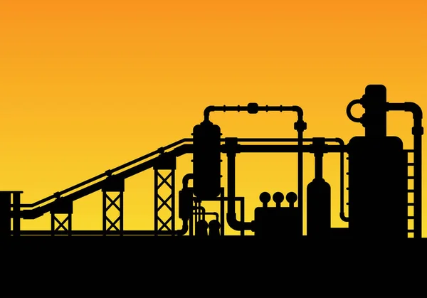 Visualisation Silhouette Réseau Canalisations Dans Une Usine Traitement Combustibles Chimiques — Image vectorielle