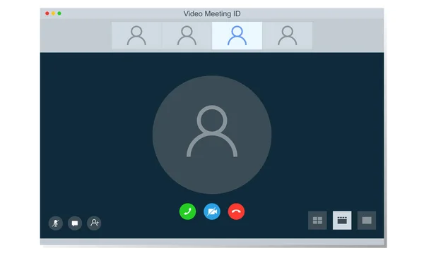 Vektor Illustration Der Bildschirmanzeige Eines Video Meeting Anwendungslayouts Perfekt Für — Stockvektor