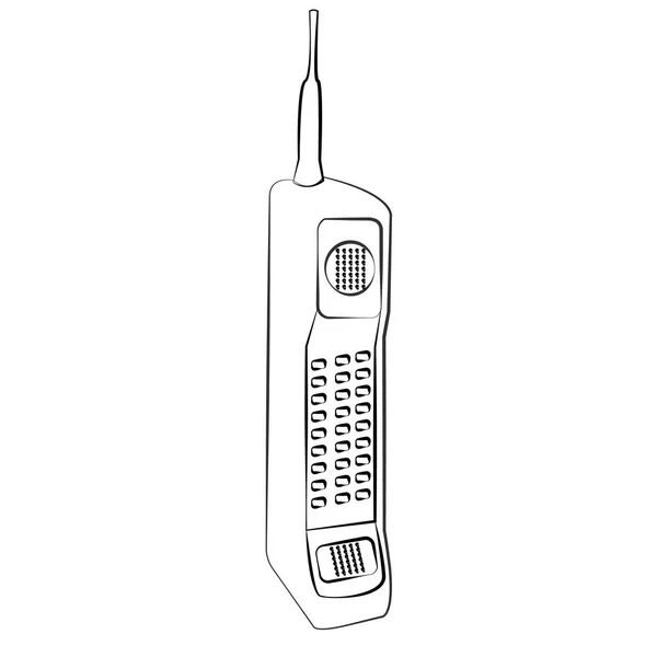 Vecchio Nero Bianco Alla Rinfusa Cellulare Grande Pulsante Quadrato Retrò — Vettoriale Stock