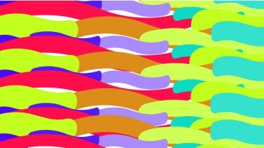 Minimalist büyülü çok renkli eğri soyut parlak çizgiler geometrik şekiller dalgalı formunda Yatay şeritler dalgaların basit kökenli. Vektör çizim.