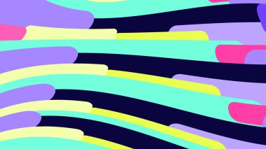 Minimalist büyülü çok renkli eğri içbükey soyut parlak çizgiler geometrik şekiller dalgalı formunda Yatay şeritler dalgaların basit kökenli. Vektör çizim.